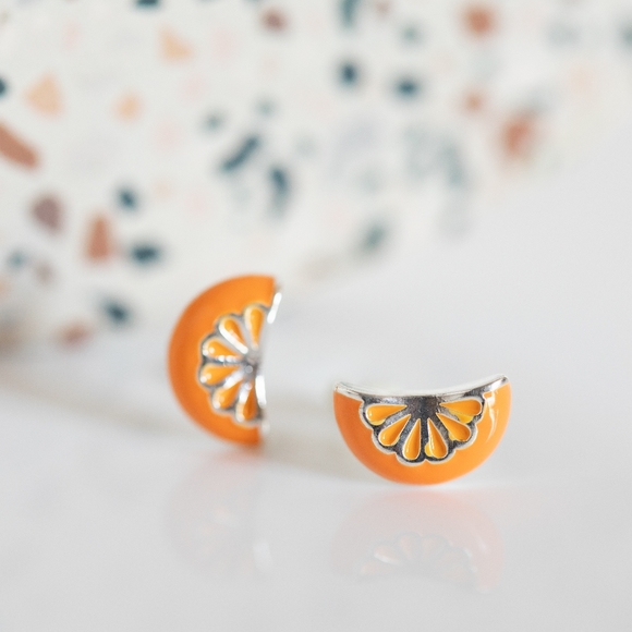Retro Orange Slice Studs - Picture 5 of 7
